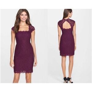 Adrianna Papell Mulberry Floral Lace Dress Size 8
